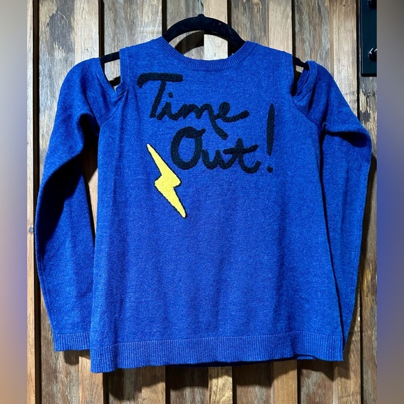 Alice + Olivia Blue “Time Out!” Sweater with Crew Neck and Knit Material XS - Picture 1 of 3